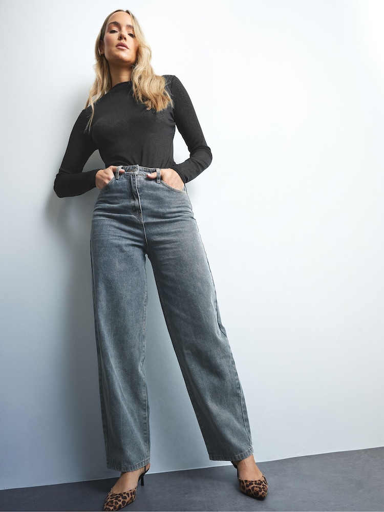 Long Tall Sally Natural Barrel Leg 100% Cotton Jeans - Image 5 of 6