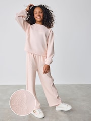 Baker by Ted Baker Pink Lace Trim Wide Leg Sweat & Joggers Set 2 Piece - صورة 1 من 6