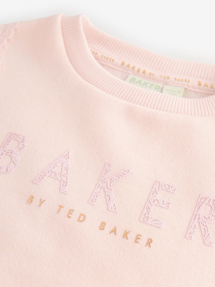 Baker by Ted Baker Pink Lace Trim Wide Leg Sweat & Joggers Set 2 Piece - Bild 10 von 10