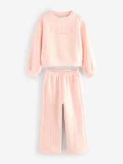 Baker by Ted Baker Pink Lace Trim Wide Leg Sweat & Joggers Set 2 Piece - صورة 2 من 6