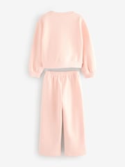 Baker by Ted Baker Pink Lace Trim Wide Leg Sweat & Joggers Set 2 Piece - صورة 3 من 6