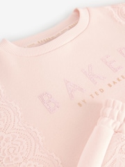 Baker by Ted Baker Pink Lace Trim Wide Leg Sweat & Joggers Set 2 Piece - Bild 9 von 10