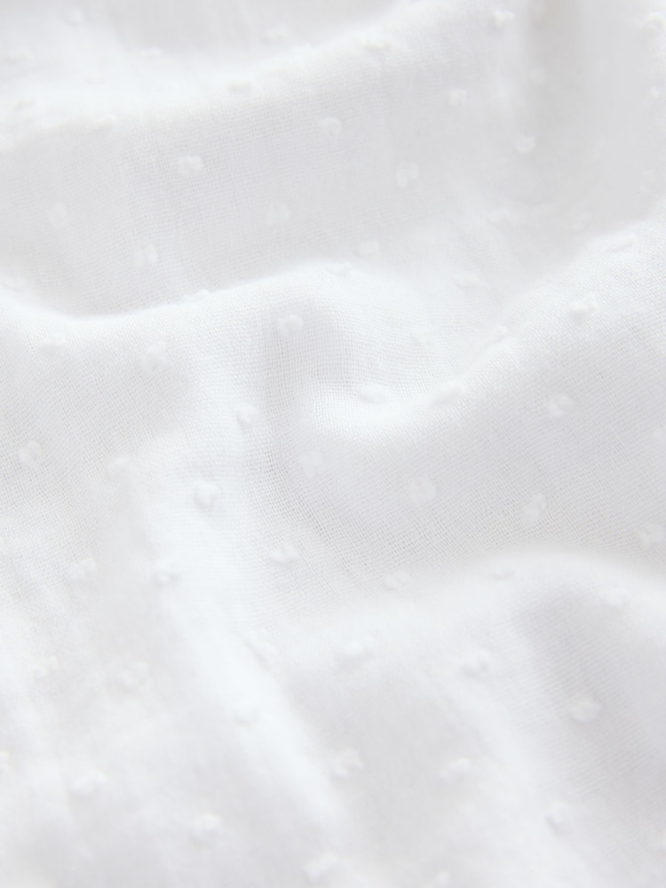 White Long Sleeve Doublecloth Textured 100% Cotton Shirt - Image 2 of 3
