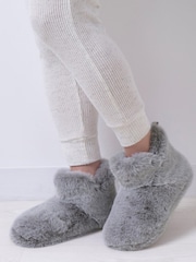Totes Grey Ladies Totes Faux Fur Boots Slippers - Image 1 of 2