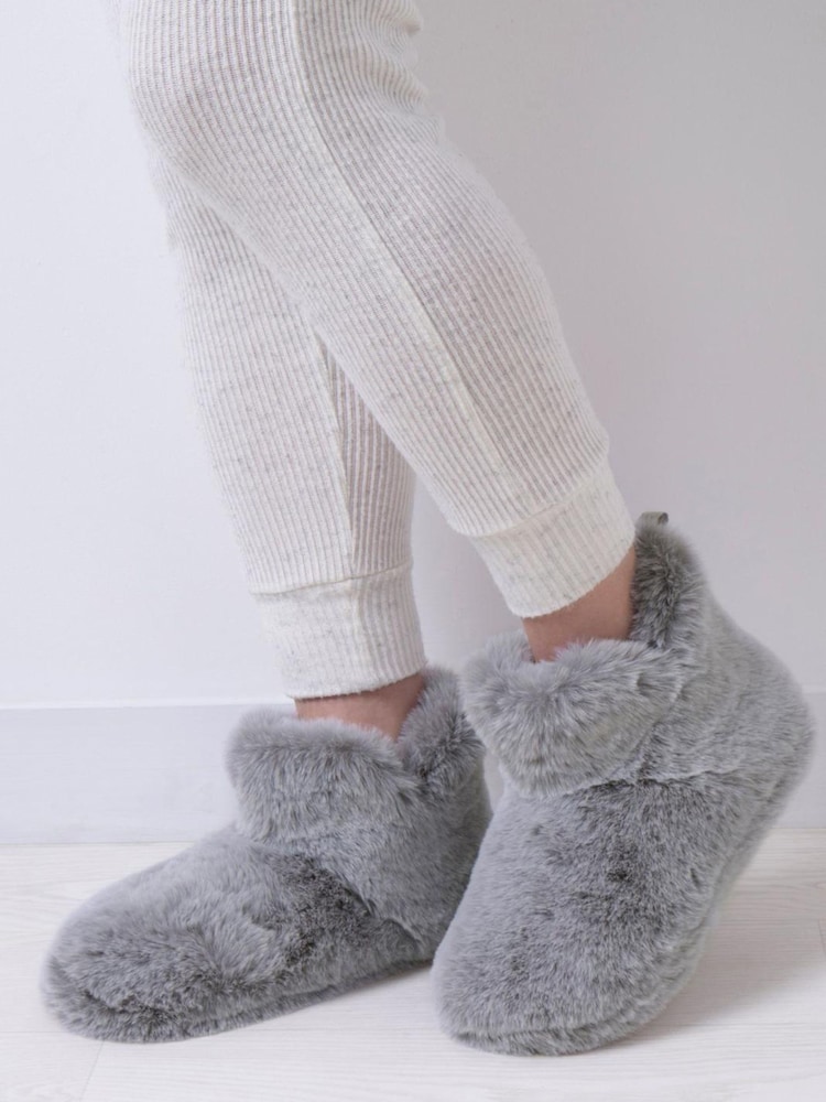 Totes Grey Ladies Totes Faux Fur Boots Slippers - Image 1 of 2