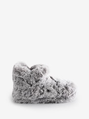 Totes Grey Ladies Totes Faux Fur Boots Slippers - Image 2 of 2
