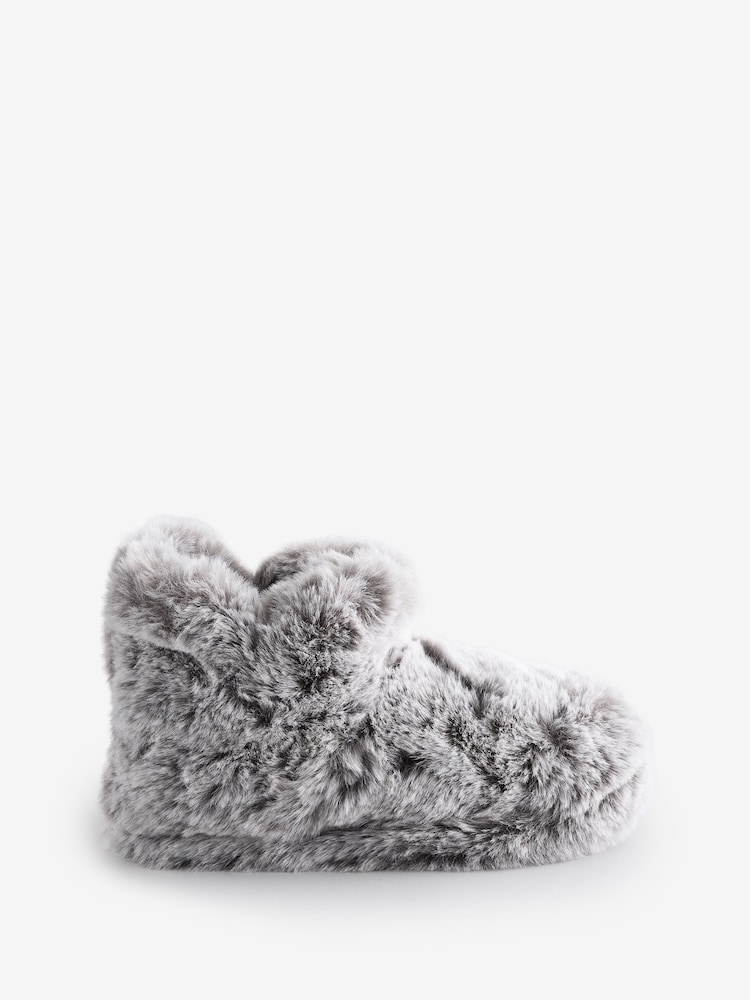 Totes Grey Ladies Totes Faux Fur Boots Slippers - Image 2 of 2