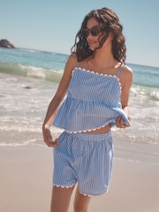Blue/White Stripe Shorts With An Elasticated Waist - Image 1 of 6
