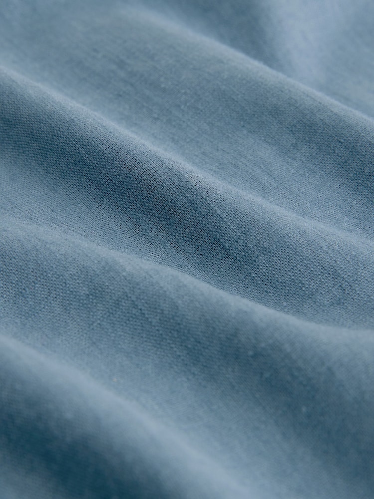 Slate Blue Short Sleeve Boxy T-Shirt with Linen - Image 3 of 3