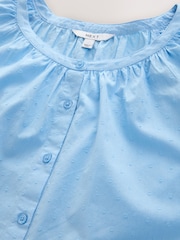 Cornflower Blue Print Puff Short Sleeve Top - Image 7 of 8