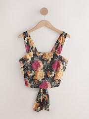 Floral Print Square Neck Self Tie Back Sleeveless Top - Image 6 of 8