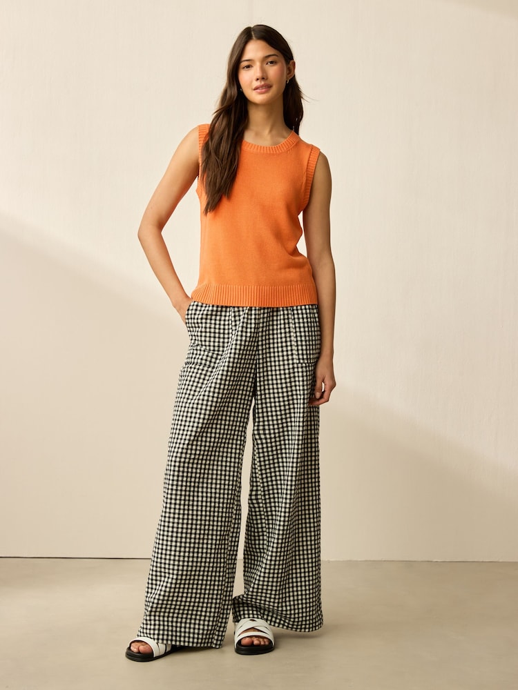 Naranja - Knitted Crew Neck Vest with Linen - Imagen 2 de 7