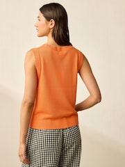 Naranja - Knitted Crew Neck Vest with Linen - Imagen 3 de 7