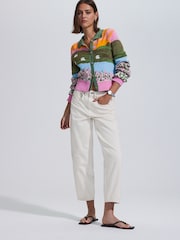 Multicolorido brilhante - Cardigan com Print de paisagem e botões na gola - Imagem 3 de 5