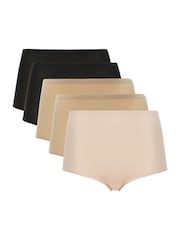 Soft Stretch Seamless One Size High Waisted Knickers 5 Pack - Image 1 of 4