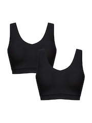 Noir - Chantelle Soft Stretch Seamless V-Neck Padded Crop Tops 2 Pack - Image 1 de 1