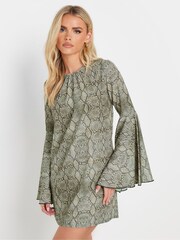 PixieGirl Petite Natural Snake Bell Sleeve Mini Dress - Image 2 of 5