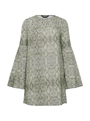 PixieGirl Petite Natural Snake Bell Sleeve Mini Dress - Image 5 of 5