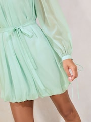 Lipsy Mint Green Puff Ball Mini Shift Dress - Image 2 of 4