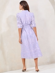 Lipsy Lilac Textured Belted Midi Shirt Dress - Image 4 of 4