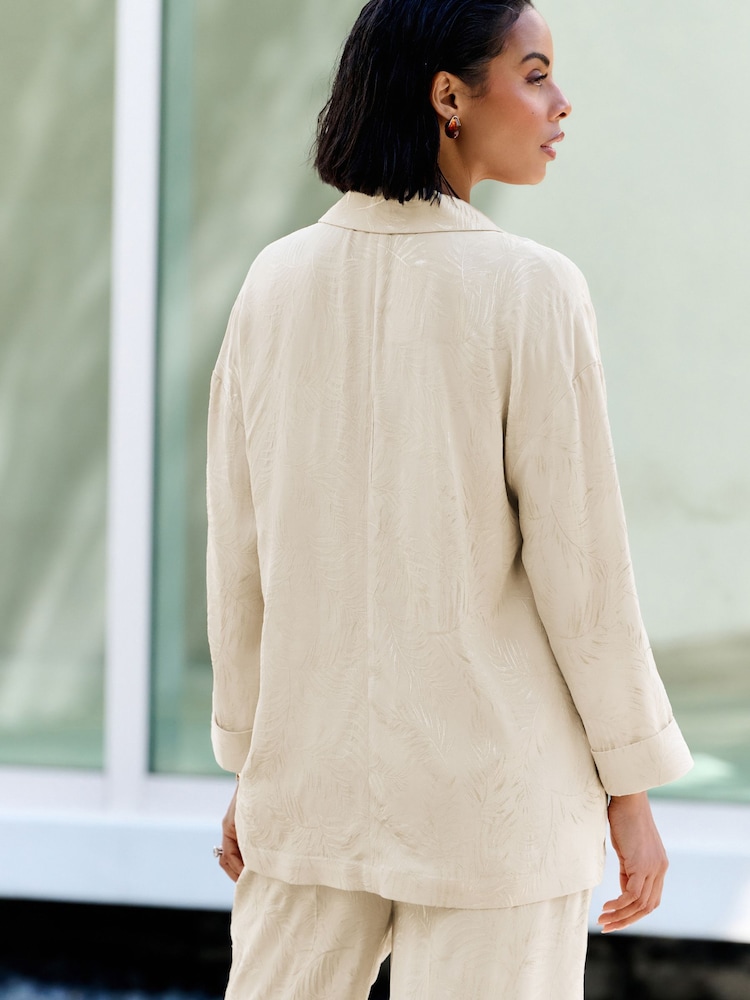 Cream Satin Jacquard Double Breasted Jacket - Image 2 of 7