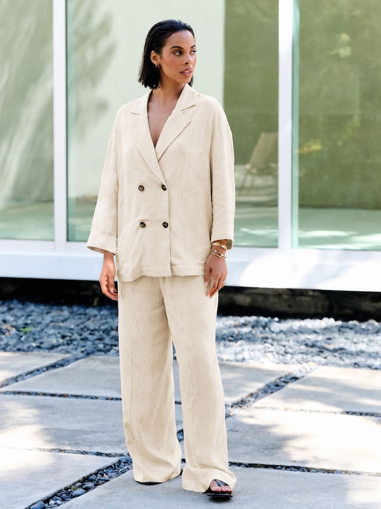 Cream Satin Jacquard Double Breasted Jacket - Image 4 of 7