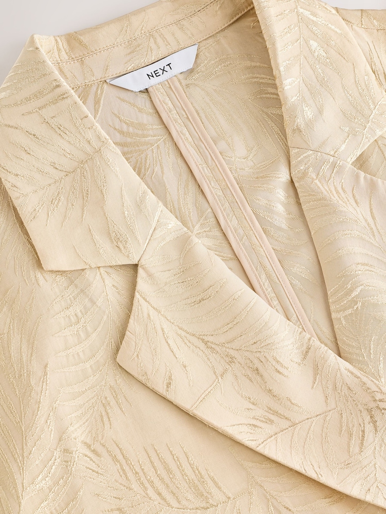 Cream Satin Jacquard Double Breasted Jacket - Image 5 of 7
