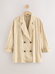 Cream Satin Jacquard Double Breasted Jacket - Image 7 of 7
