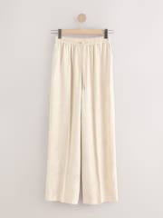 Cream Satin Jacquard Wide Leg Trousers - Image 1 of 4