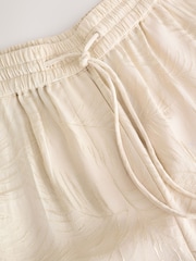 Cream Satin Jacquard Wide Leg Trousers - Image 3 of 4