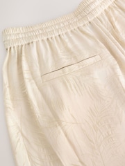 Cream Satin Jacquard Wide Leg Trousers - Image 4 of 4