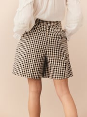Neutral/Black Gingham Check Tailored Long Shorts - Image 4 of 8