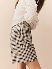 Neutral/Black Gingham Check Tailored Long Shorts - Image 5 of 8