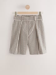 Neutral/Black Gingham Check Tailored Long Shorts - Image 6 of 8