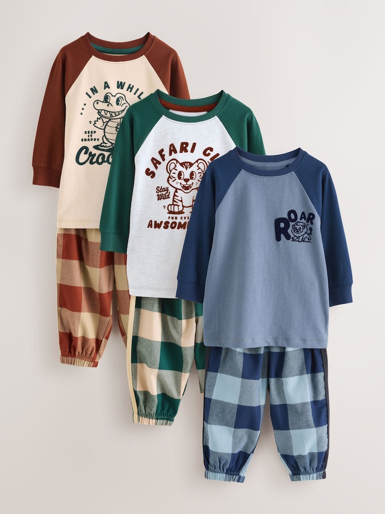 Green/Blue/Red Check Woven Bottom Pyjamas 3 Pack (9mths-12yrs) - Image 1 of 11 Green/Blue/Red Check Woven Bottom Pyjamas 3 Pack (9mths-12yrs) - Image 1 of 11