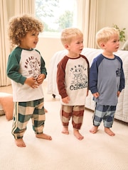 Green/Blue/Red Check Woven Bottom Pyjamas 3 Pack (9mths-12yrs) - Image 9 of 11