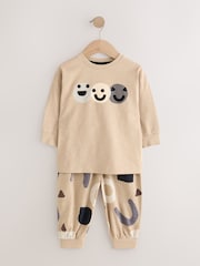 Brown/Cream Happy Face Oversized Pyjamas 3 Pack (9mths-10yrs) - Image 3 of 7