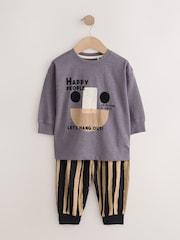 Brown/Cream Happy Face Oversized Pyjamas 3 Pack (9mths-10yrs) - Image 4 of 7