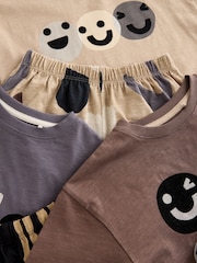 Brown/Cream Happy Face Oversized Pyjamas 3 Pack (9mths-10yrs) - Image 6 of 7