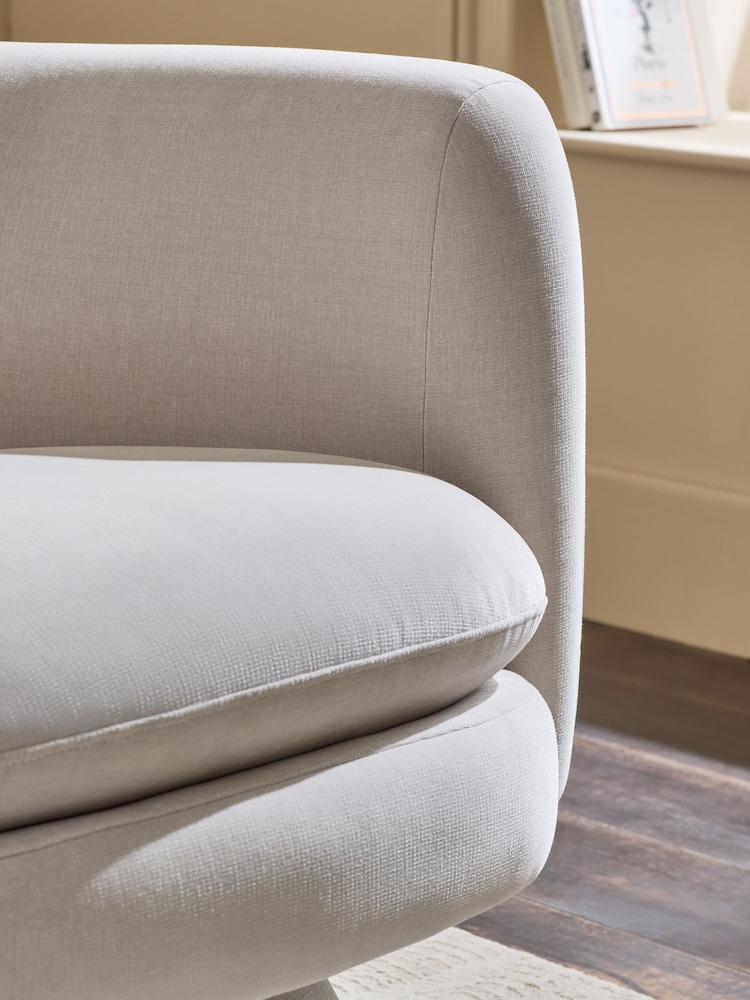 Opulent Chenille Pebble Grey Emilie Swivel Accent Chair - Image 2 of 10