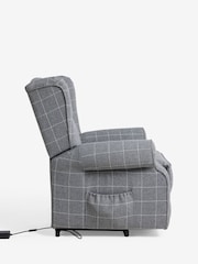 Tweedy Check Lawson Mid Grey Riser Recliner Sherlock Highback Armchair - Image 12 of 18