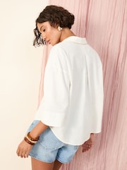 Friends Like These White Petite Linen Look Shirt - Image 4 of 4