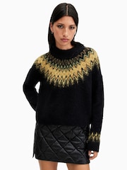 AllSaints Black Clyde Funnel Neck Jumper - Image 1 of 1