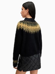 AllSaints Black Clyde Funnel Neck Jumper - Image 5 of 6