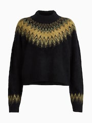 AllSaints Black Clyde Funnel Neck Jumper - Image 6 of 6