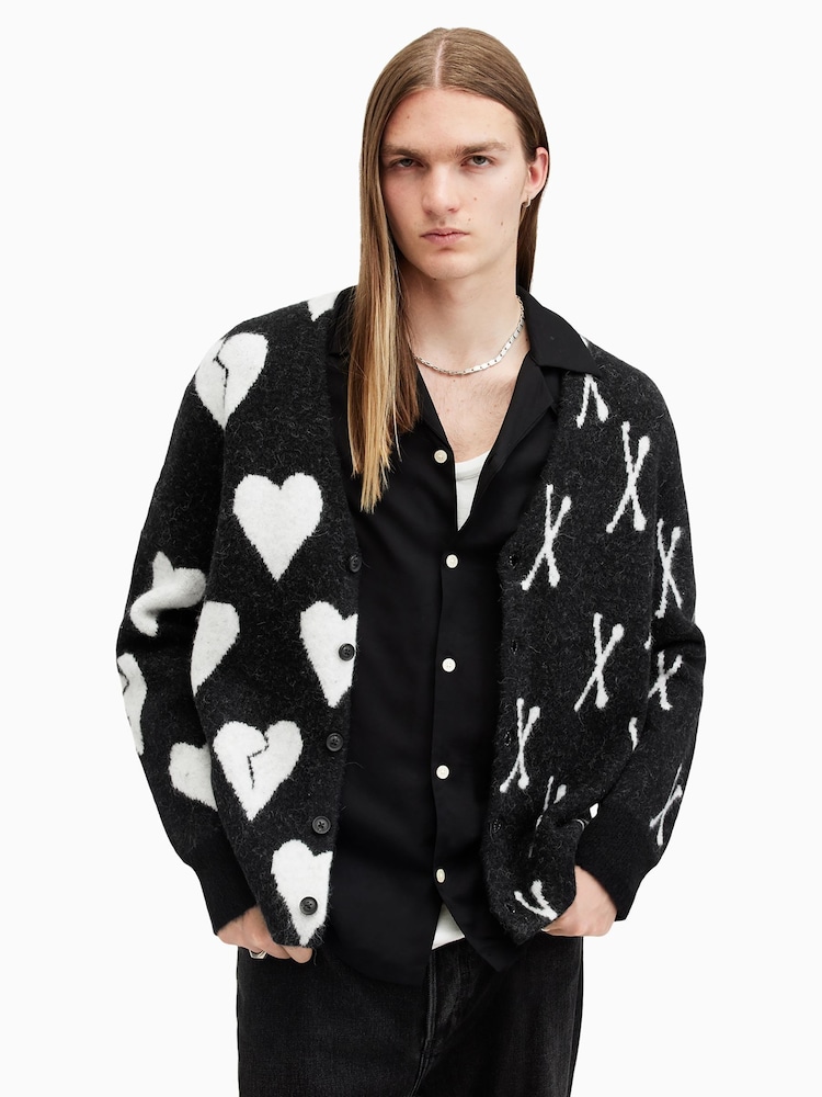 AllSaints Black Bonebreak Cardigan - Image 1 of 1 AllSaints Black Bonebreak Cardigan - Image 1 of 1