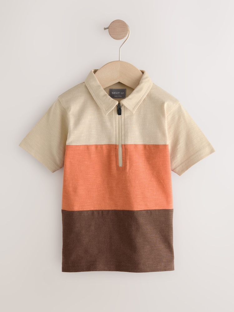 Stone Pure 100% Cotton Colour Block Polo T-Shirt - Image 1 of 1