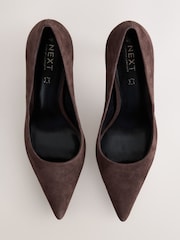Chocolate Brown Suede Standard/Wide Fit Forever Comfort® Leather Mid Court Shoes - Image 1 of 5