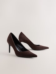 Chocolate Brown Suede Standard/Wide Fit Forever Comfort® Leather Mid Court Shoes - Image 2 of 5