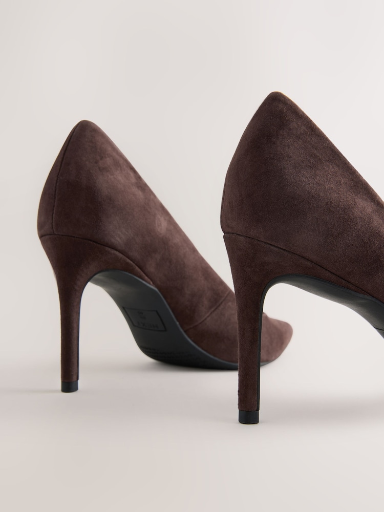 Chocolate Brown Suede Standard/Wide Fit Forever Comfort® Leather Mid Court Shoes - Image 5 of 5